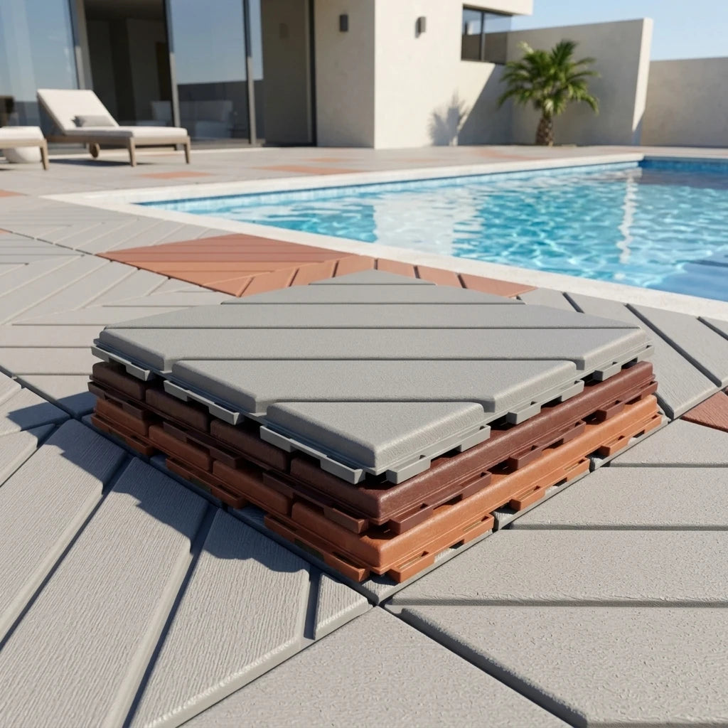 DIY Anti-slip Interlocking Decking Tiles Outdoor Waterproof Garden Balcony Swimming Pool Flooring