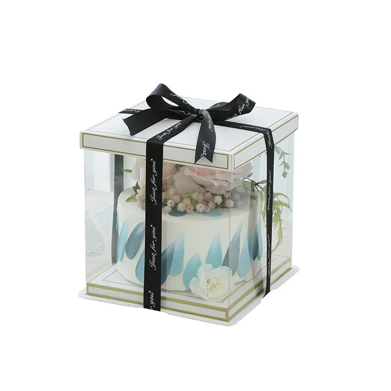 Manufacturer's Wholesale Fully Transparent 4/6/8/10/12/14 Inches Cake Packaging Box Paperboard Embossing Printing for Food Use