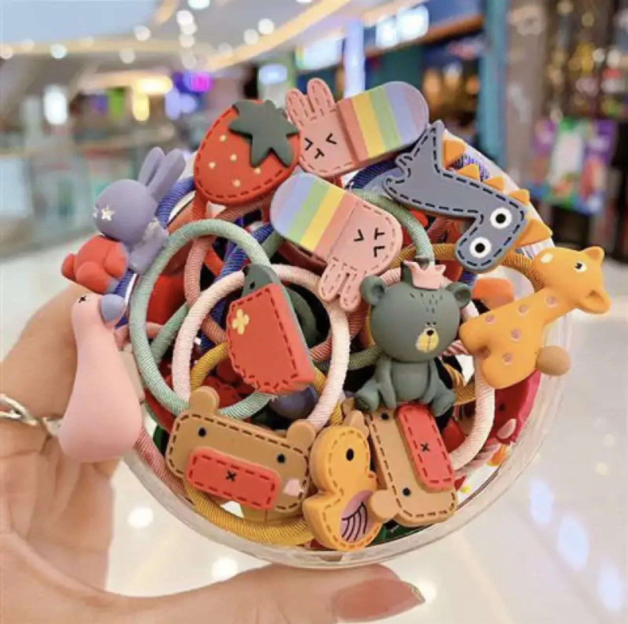 Popular Cute Girl Kids Hair Accessories Elastic Hair Extensions Hand Tied with Animal Cartoon Decoration Accessories Women