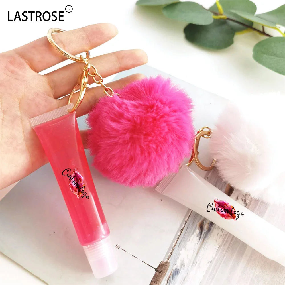 Wholesale Fruit Flavor Plumping Lip Gloss Base Vendor Private Label Glossy Lipgloss with Keychain Tubes Packaging Private Label