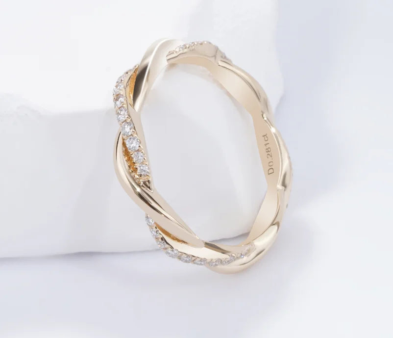 14k Women Diamond Ring Lab Diamonds Weave Twist Small Lab Grown Diamonds Exquisite Twist Eternal Band Ring