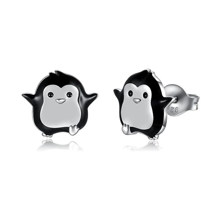 Wholesale Hypoallergenic 925 Sterling Silver Cute Animal Penguin Stud Earrings for Girls