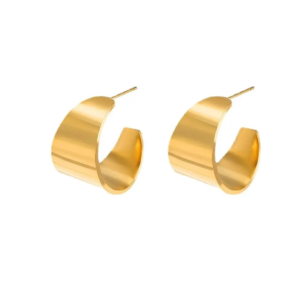 2023 Wholesale Exaggerate Gold Earring High Polished Chunky Stainless Steel Hoop Earring