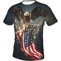 Fitspi Wholesale T-shirts for Men 3d Print Patriots United State Flag Shirt Adults With Short Sleeves