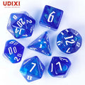 For Acrylic Polyhedral Custom Logo Dungeons and Dragons Dice RPG Set Sky Blue 7-Piece