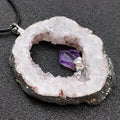 Natural Agate Quartz Druzy Geode Pendant for Children's Jewelry Making Amethyst Charm Pendant with Healing Properties