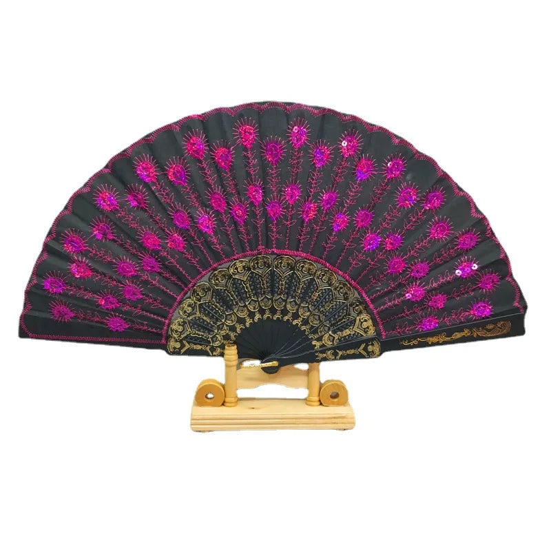 23cm Foldable Hand Fan with Traditional and Advertising Styles Carved Angel and Cartoon Featuring Plastic Sticks Fabric