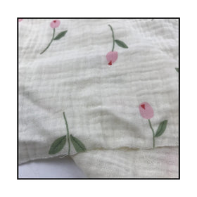 100% Cotton Double Gauze Muslin Crinkle Floral Fabric 120gsm Woven Bubble Fabric for Girls' Swaddles Pillow Baby Sleepwear