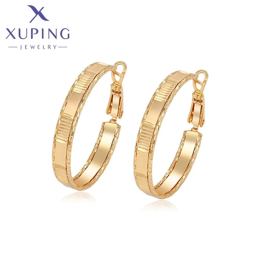 X001003298 XUPING Jewelry 18K Gold Plated Chunky Women Large Big Hoop Earrings