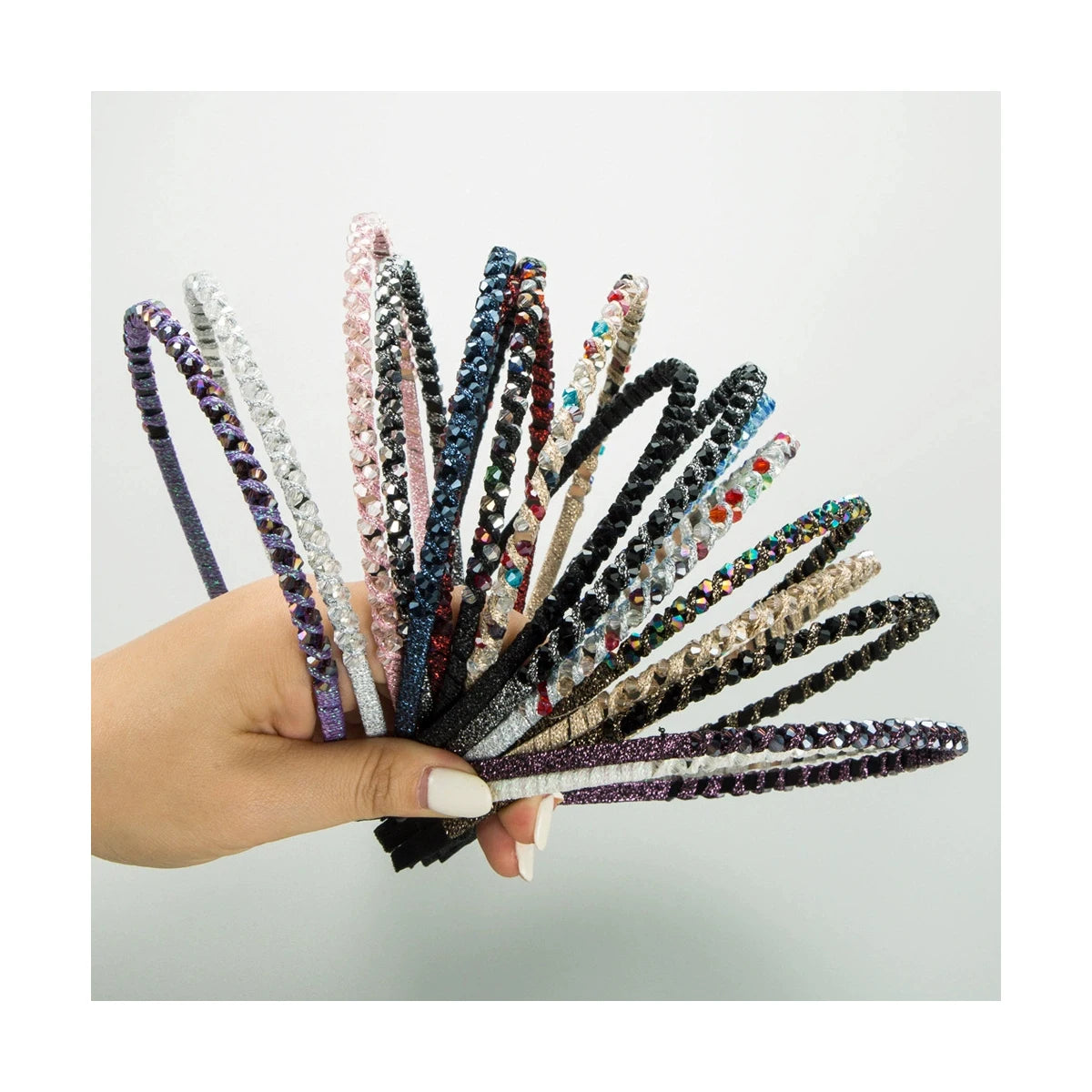 Fashion Versatile Women Headbands Crystal Handmade Woven Beaded Fine Edge Rhinestone Headbands Korean Sweet Hairband Wholesale
