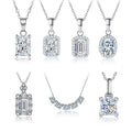 925 Silver Gra D Color Oval Emerald Radiant Princess Cut Moissanite Pendant Necklace  Center Diamond Necklace Fine Women Jewelry