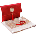 Portable Polyester Prayer Mat Rug with Beads Machine-Made Set in Satin Pouch Muslim Gift for Home Use