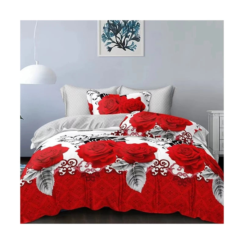 Modern Floral Animal Pattern Bedding Set 3pcs Home Duvet Cover Pillow Covers Custom Logo Soft Microfiber Comforter Western Style