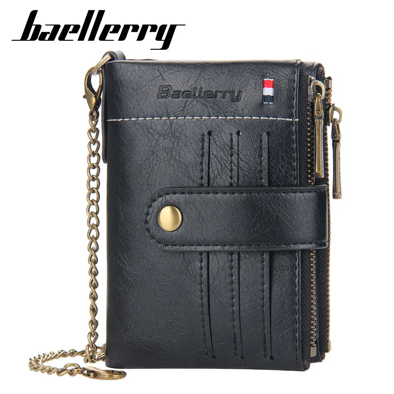2026 Latest Hot Selling Chain Wallet for Men New Fashion Leather Wallet Mens Short Wallet Card Holders Quality Coin Purses
