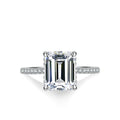 Hot Selling Four Claws Ring for Women White Color Main Stone 4ct Emerald Moissanite S925 Sterling Silver Ring