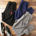 2026 New Men's Cotton Sports Leg-tied Casual Pants Solid Color Three-dimensional Letter Embroidery Men's Knitted Pants.