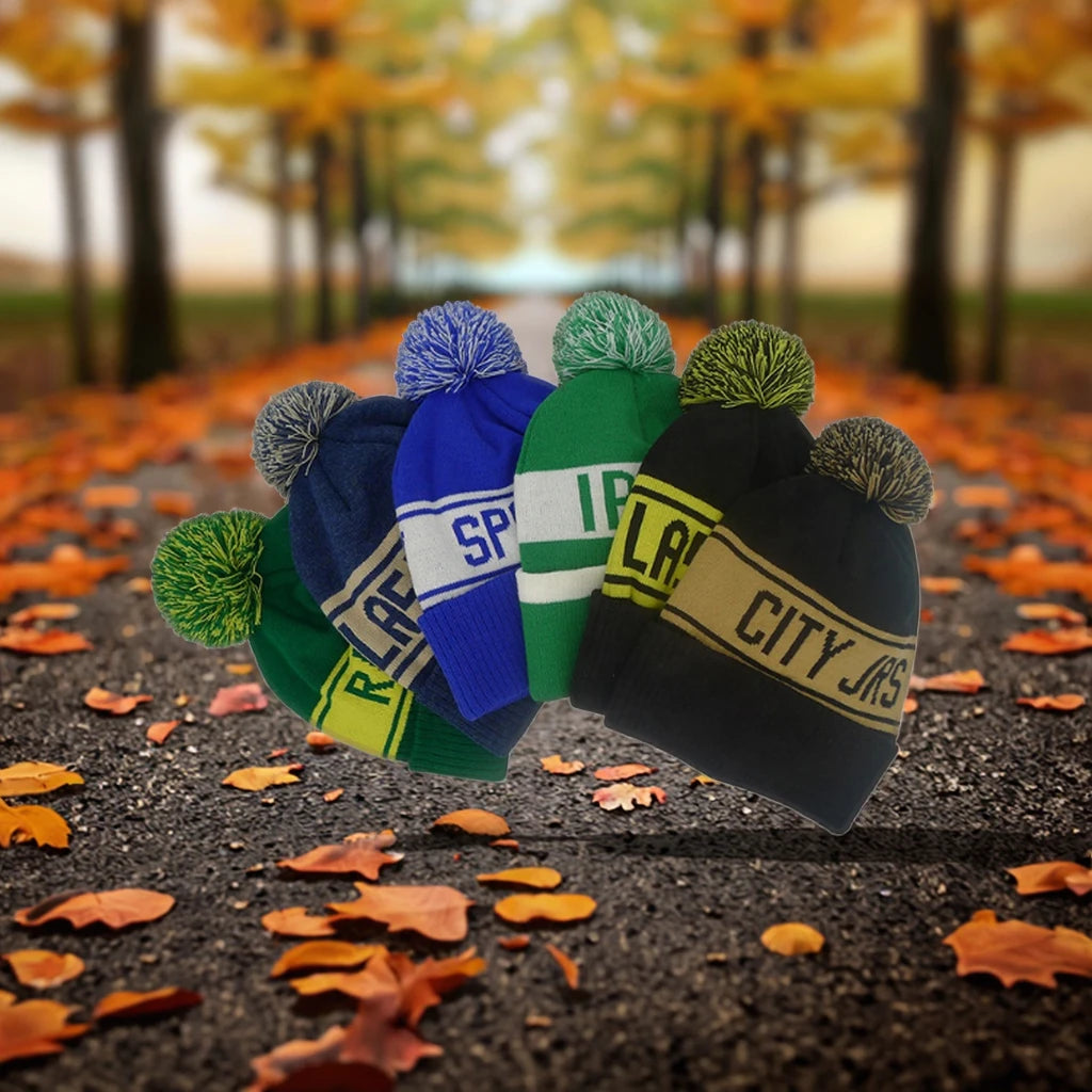 Unisex Jacquard Acrylic Beanie Hats Custom Logo 3D Embroidery Cartoon Pom Pom Multi-Color Winter Sport Travel Outdoor Unique