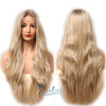 Long Loose Body Wave Lace Front Synthetic Hair Wigs for Women Golden Blonde Lace Wigs Synthetic Blend Wig with Lace Front