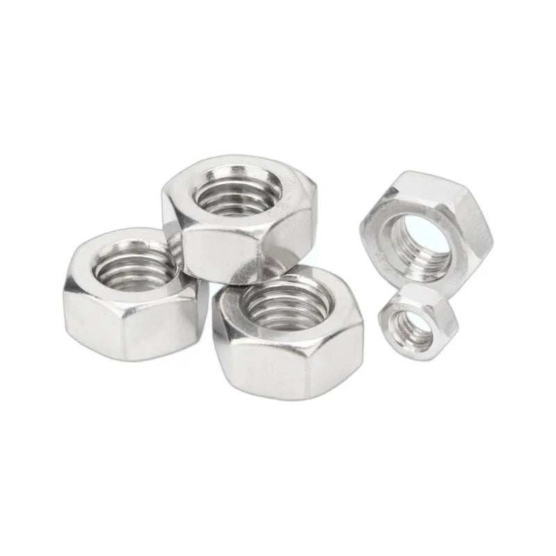 DIN934 Hexagonal Nut Silvery Plain Hexagon Nut M5 Stainless Steel 304 Hex Nut