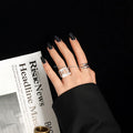 Women Modern Artistic Wide Band Ring Fine Jewelry 925 Sterling Silver Abstract Hollow Open Ring Jewelry for Women Birthday Gifts