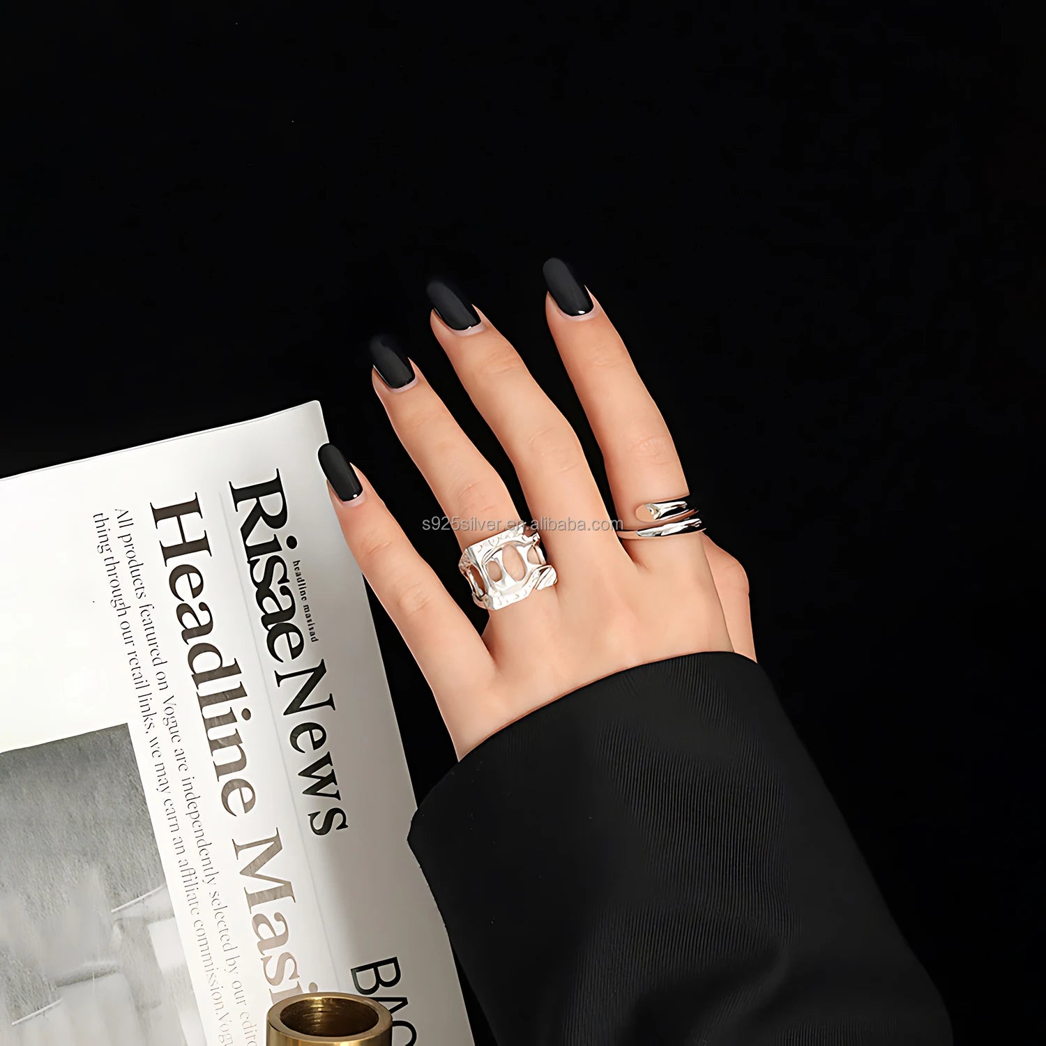 Women Modern Artistic Wide Band Ring Fine Jewelry 925 Sterling Silver Abstract Hollow Open Ring Jewelry for Women Birthday Gifts