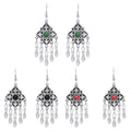 Kazakh Ethnic Earrings Red Black Green Color Dangle Earrings Metal Drop Tassel for Women Party Gift Jewelry