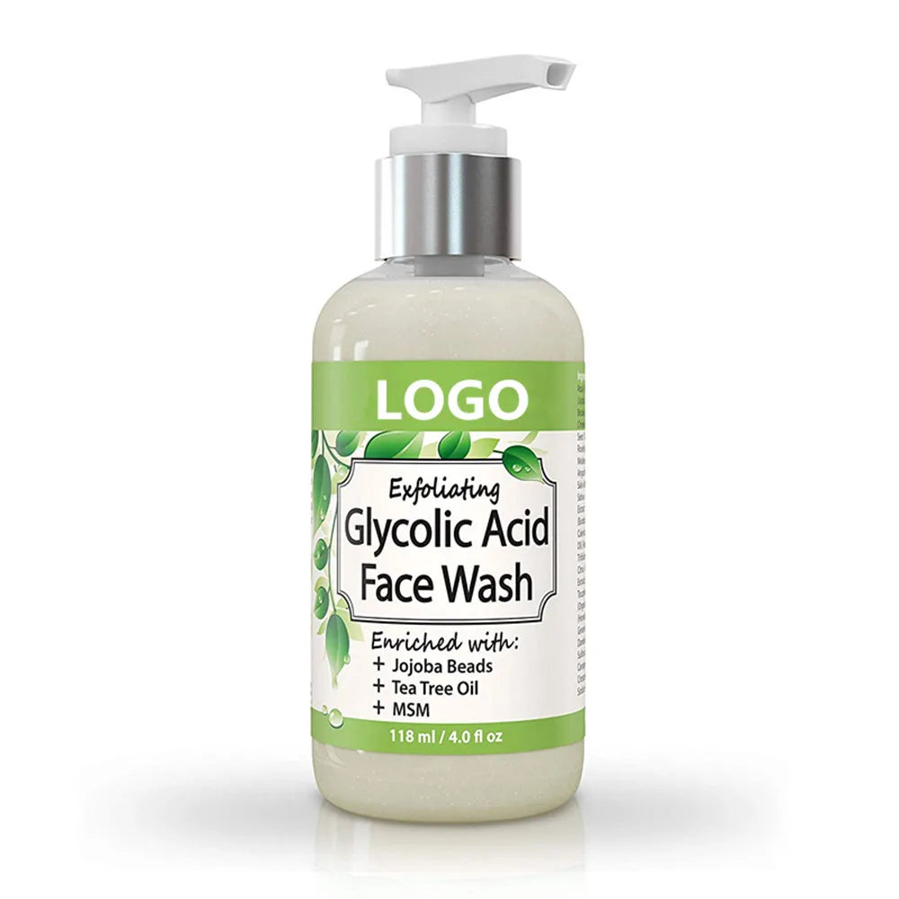 Private Label Anti Aging Glycolic Acid Exfoliating Face Wash Clean and Clear