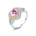 S925 Sterling Silver Palace Retro Engagement Wedding Bridal Rings love Heart pink Zircon Eternity Ring for Valentine's Day Gift