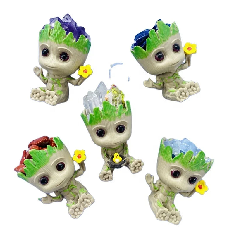 Wholesale Groot Plant Flower Pot Amethyst Crystal Gravel Groot for Gift Decoration