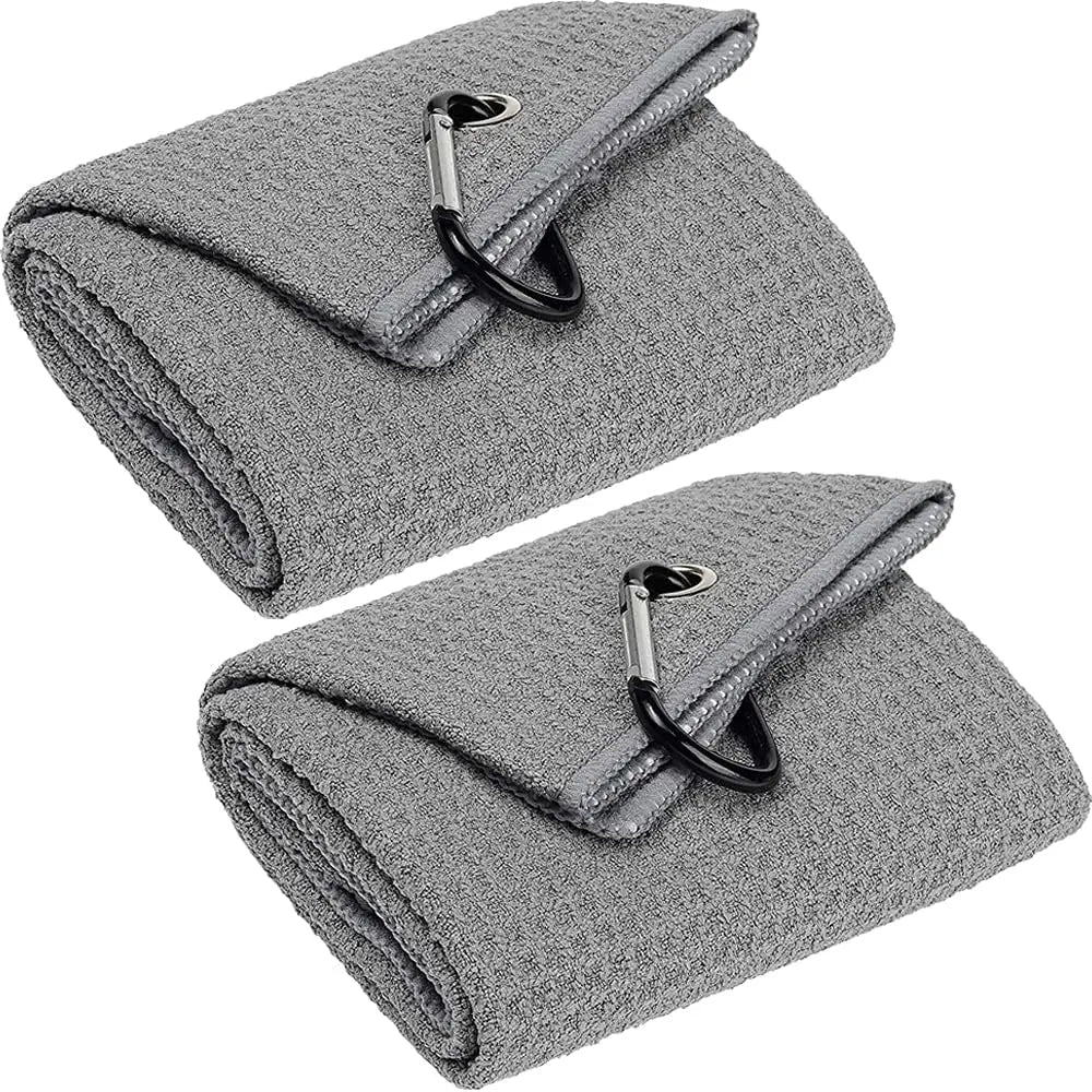 Hot Sale Custom Printed Logo Funny Tri-Folder Golf Towel Jacquard Microfiber Waffle Weave Hook for Outdoor Use for Adults