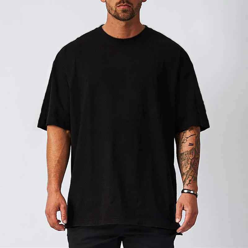 Oversized Mens Blank Quick Dry Mesh T-shirt Drop Shoulder Design T-shirt Custom logo Printing t Shirts