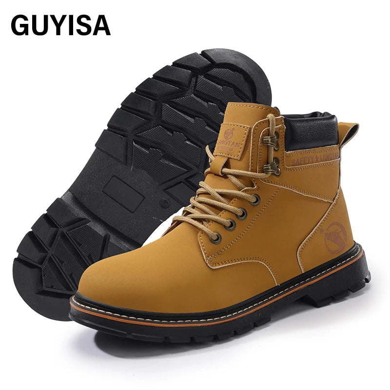 GUYISA  Safety Shoes Workwear Series Microfiber Upper  Yellown  Smash-Proof Stab-Proof  Steel Toe Safety Shoes