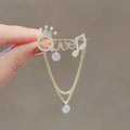 Fashion Overcoat Jewelry Rhinestone Pearl Crown Letter Queen Tassel Brooch Women Trendy Pin Brooch Sweater Accessories