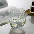 Heat Resistant 3d Flower Vertical Single Layer Milk Glass Cup Creative Transparent Hot and Colf Glass Water Cup