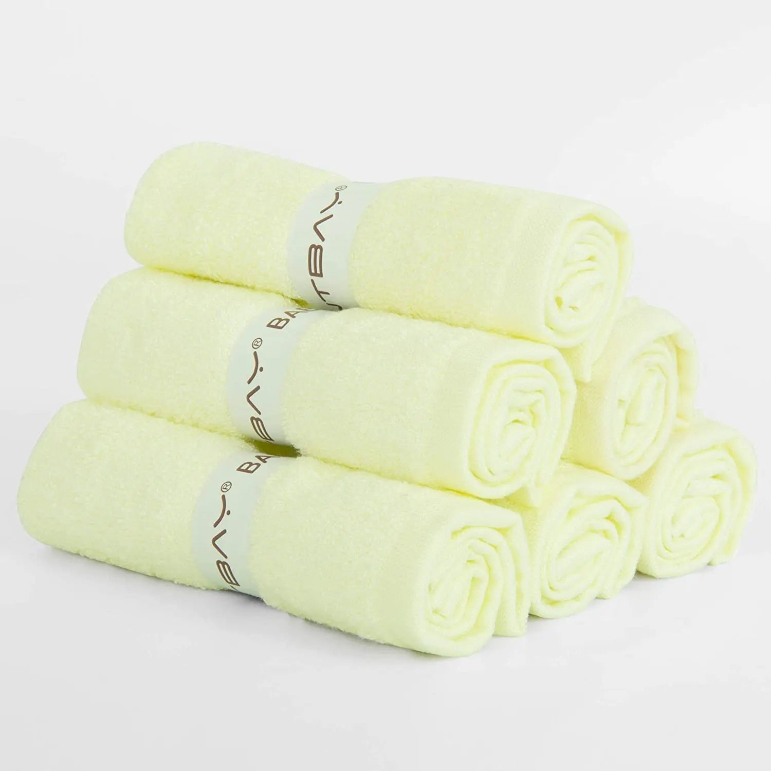 Stock Newborn Solid Color Woven Bamboo Fiber Baby Towels 25x25cm Eco-Friendly Quick-Dry Soft High Absorption Bathroom Use