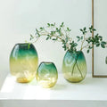 Smart Eco-friendly Living Room Table Ornament Water Raised Flowers Arrangement Round Large Mouth Self-colored Glas