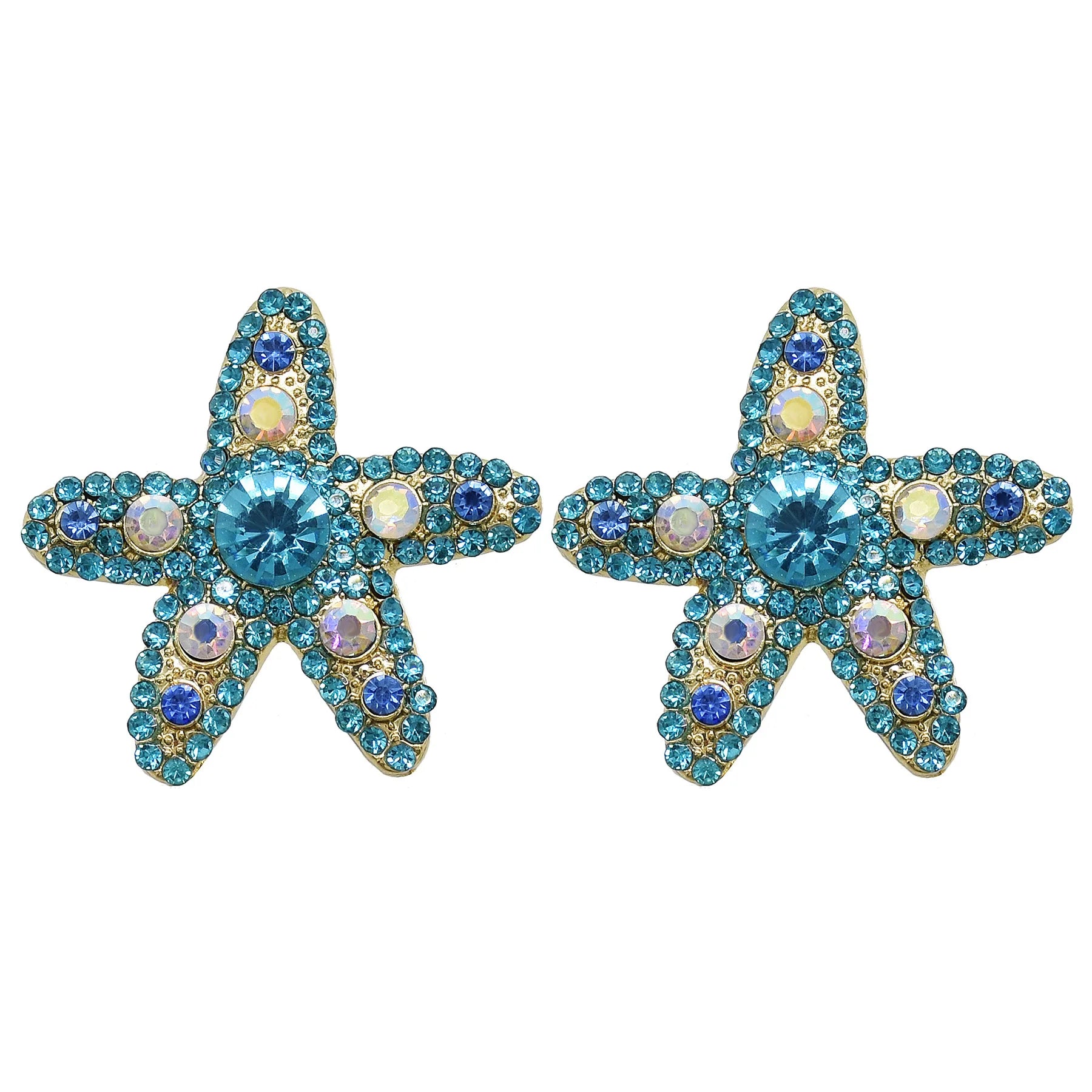 Women's Summer Fashion Starfish Stud Earrings with Cute Rhinestone Cute Pendant Design for Party Anniversary Jewelry Gifts