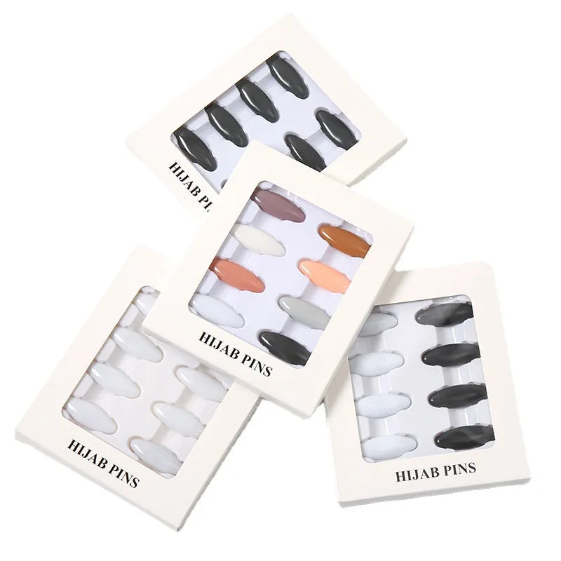 New Factory Wholesale Accessories Oval Transparent 8pcs Mixed Colors Buckle Scarf Hijab Clip Pin