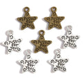 100pcs/bag 2 Color Antique Silver Color Starfish Charms Zinc Alloy Necklaceearring Bracelet Jewelry DIY Handmade D763