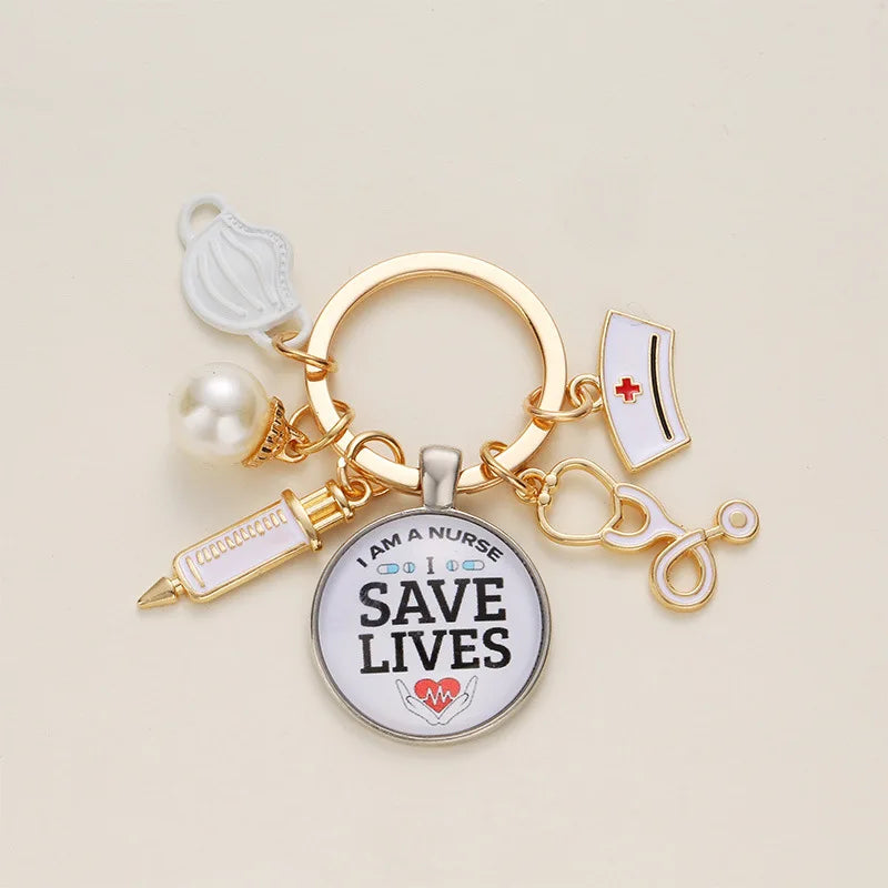 300 Models Medical Key Chains for Doctor Nurse Hat Cap Mask Key Ring Injector Syringe Cardiogram Stethoscope Pendant Key Chain