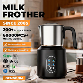 Food Grade Detachable Electric Stainless Steel Jug Heater Warmer Multi-functional 5 in 1 Milk Frother for Making Latte Chocolate
