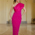 Fashion Boutique Wholesale Diamond Party Black Women's Dresses 2024 Fall New Elegant Oblique Shoulder Tight Party Evening Dress