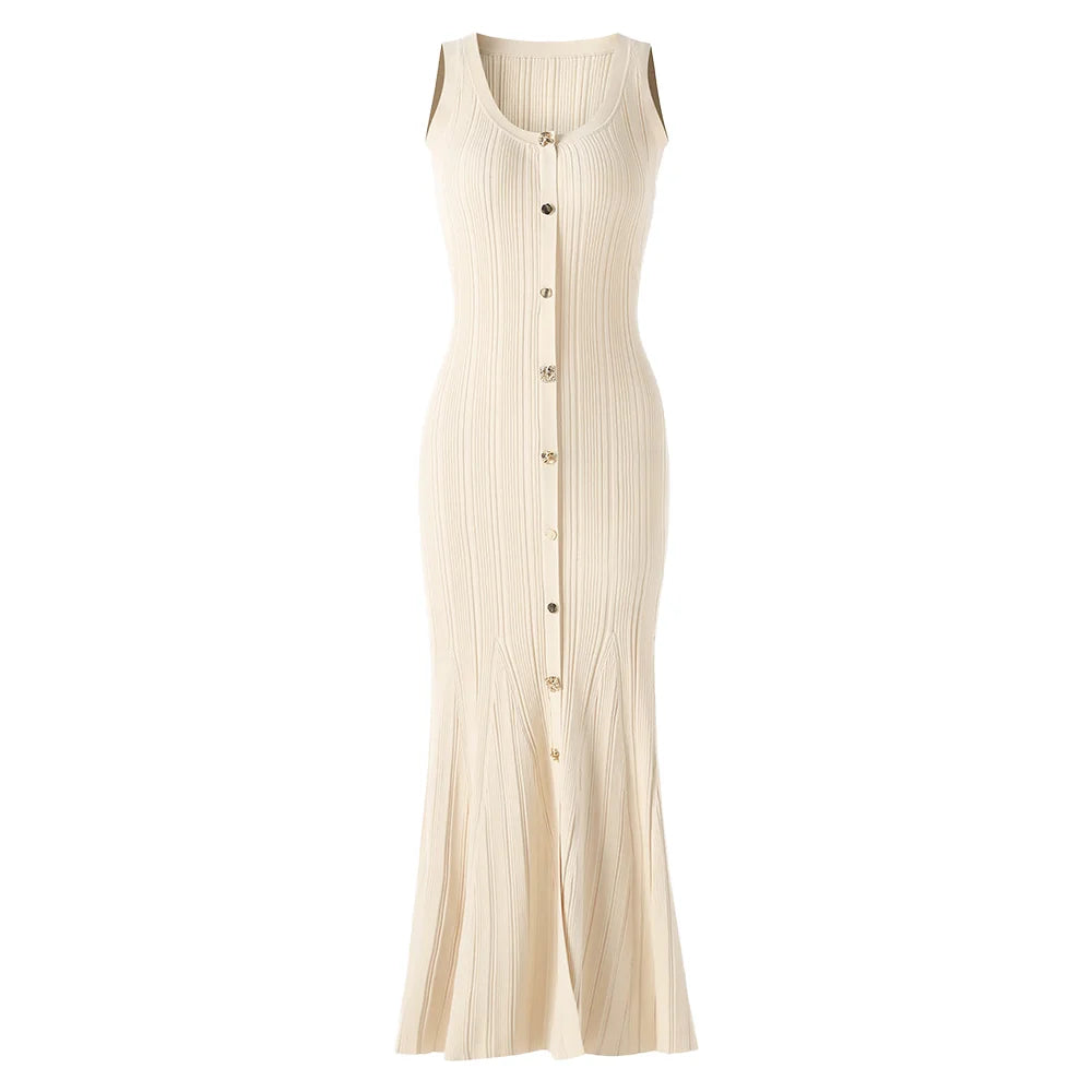 Women's Casual Short Sleeve Knitwear Solid Color Spring Dresses Customized Wholesale Sleeveless Women's Neck Knitwear