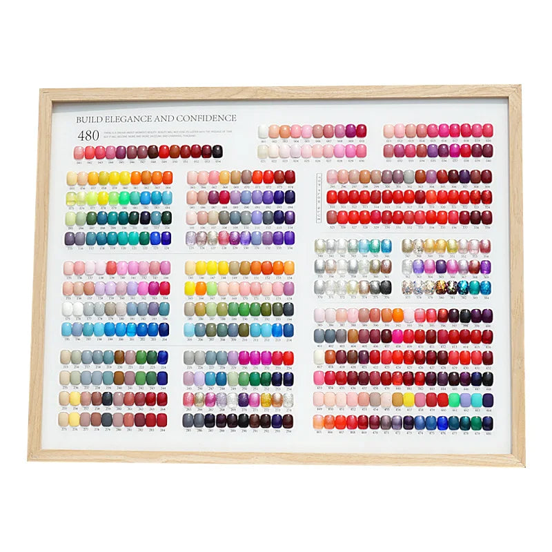 480 Color Acrylic Large Wood Photo Frame for Nail Polish Gel Tips Display Color Card Sample of Nail Supplies