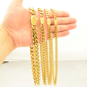 Nabest 6-14mm Stainless Steel Curb Link Chain Necklace Waterproof Gold Plated Jewelry Women Men Cuban Chain Hip Hop Necklaces