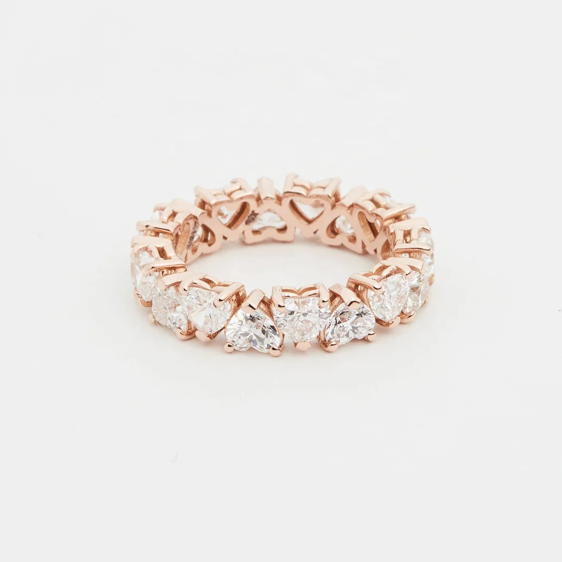LOZRUNVE 925 Sterling Silver Rose Gold Plated Heart CZ Eternity Ring