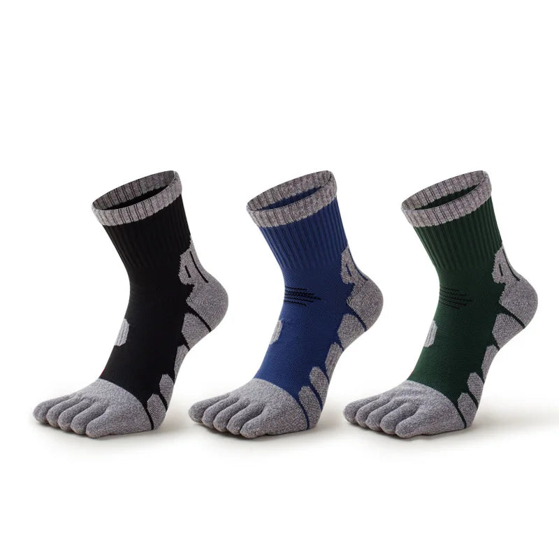 Thick Men's Terry Bottom Five-toe Sports Socks Keep-warm Autumn And Winter Outdoor Running Socks
