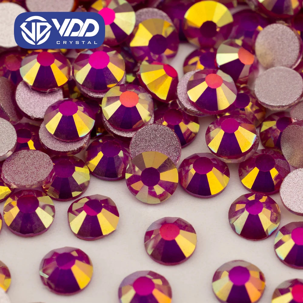 VDD 489 Gleam-Magenta SS4-SS30 High Quality Glass Rhinestones Crystal Flatback Strass Bright Stones for DIY Nail Art Accessories
