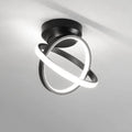 Nordic Creative Overlapping Circle Iron Black LED Ceiling Lamp for Stair Balcony Bedroom Lighting