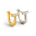 Women 925 Sterling Silver T Shaped Huggie Earrings With Diamond Gold Plated Hoop Earrings Fine Jewelry